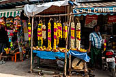 Garlands of flowers sold near the Swamimalai temple. 